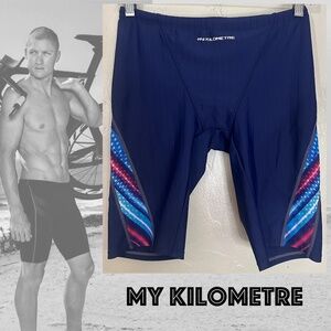 My Kilometre Swim Bike Run Triathlon Compression Shorts 32-38" waist 11" inseam